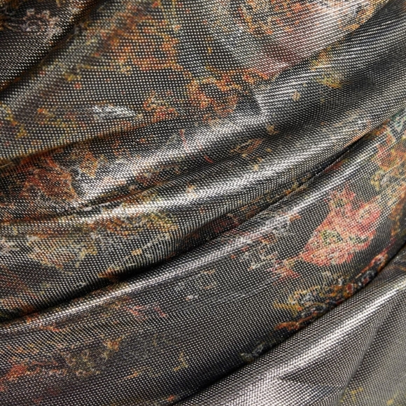 IRO Mimeta Metallic Silk-Blend Ruched Floral Mini Dress Large- Size 8 (FR 40) - Picture 7 of 10